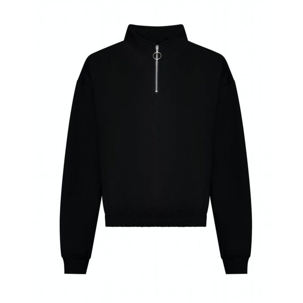 Awdis Womens/Ladies Cropped Sweatshirt / Deep Black